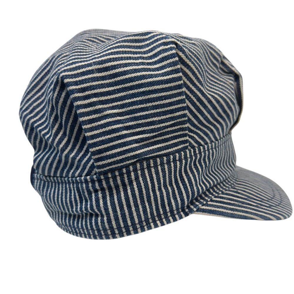 Vtg 90s youth Oshkosh B'gosh Railroad Hickory Stripe Train Conductor Snapback - Picture 2 of 12